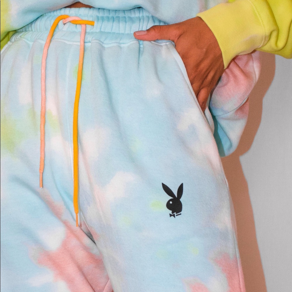Missguided x Playboyoversized jogger in tie dye